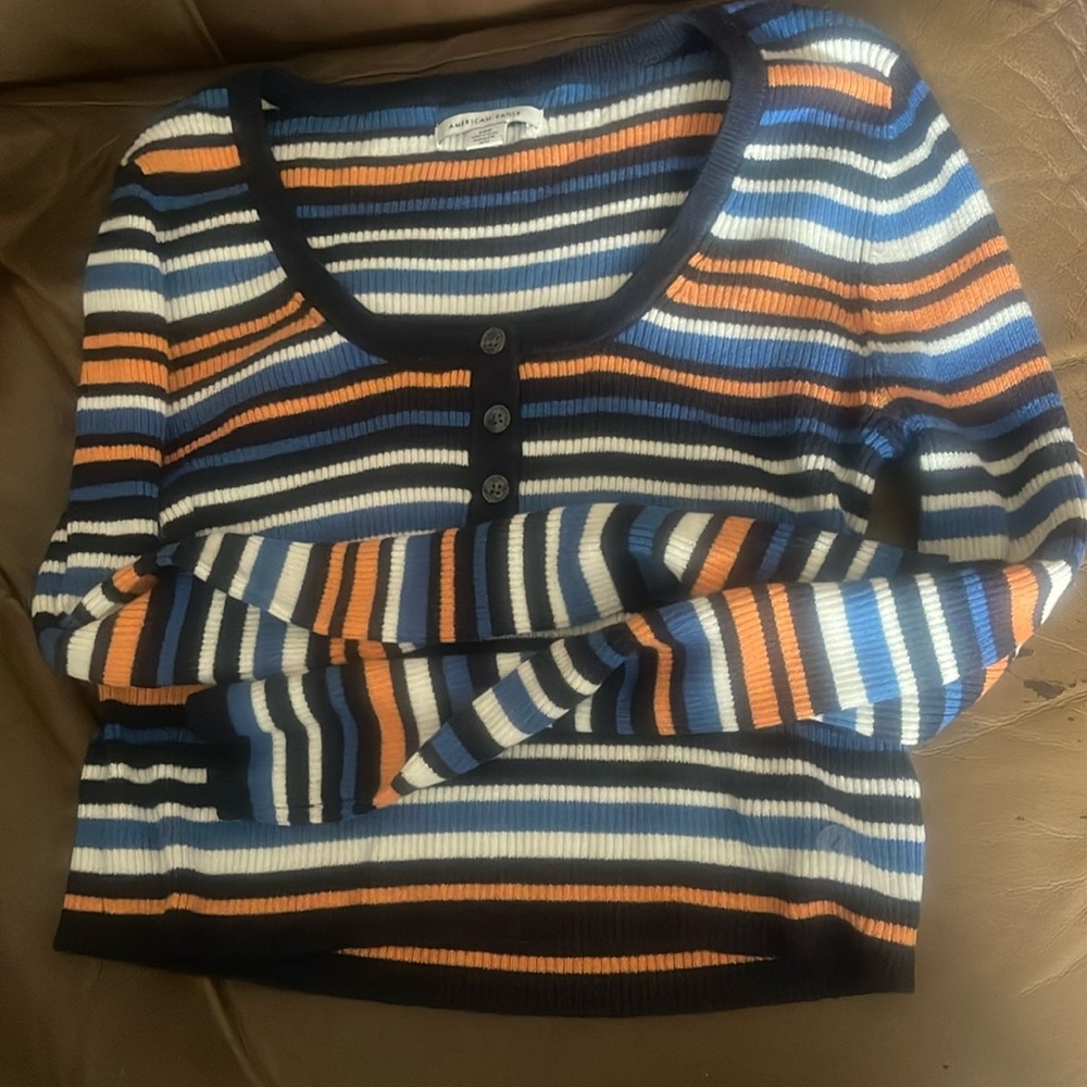 American Eagle long sleeved striped cropped top